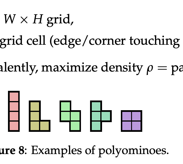 Examples of polyomino shapes used to illustrate the packing task.