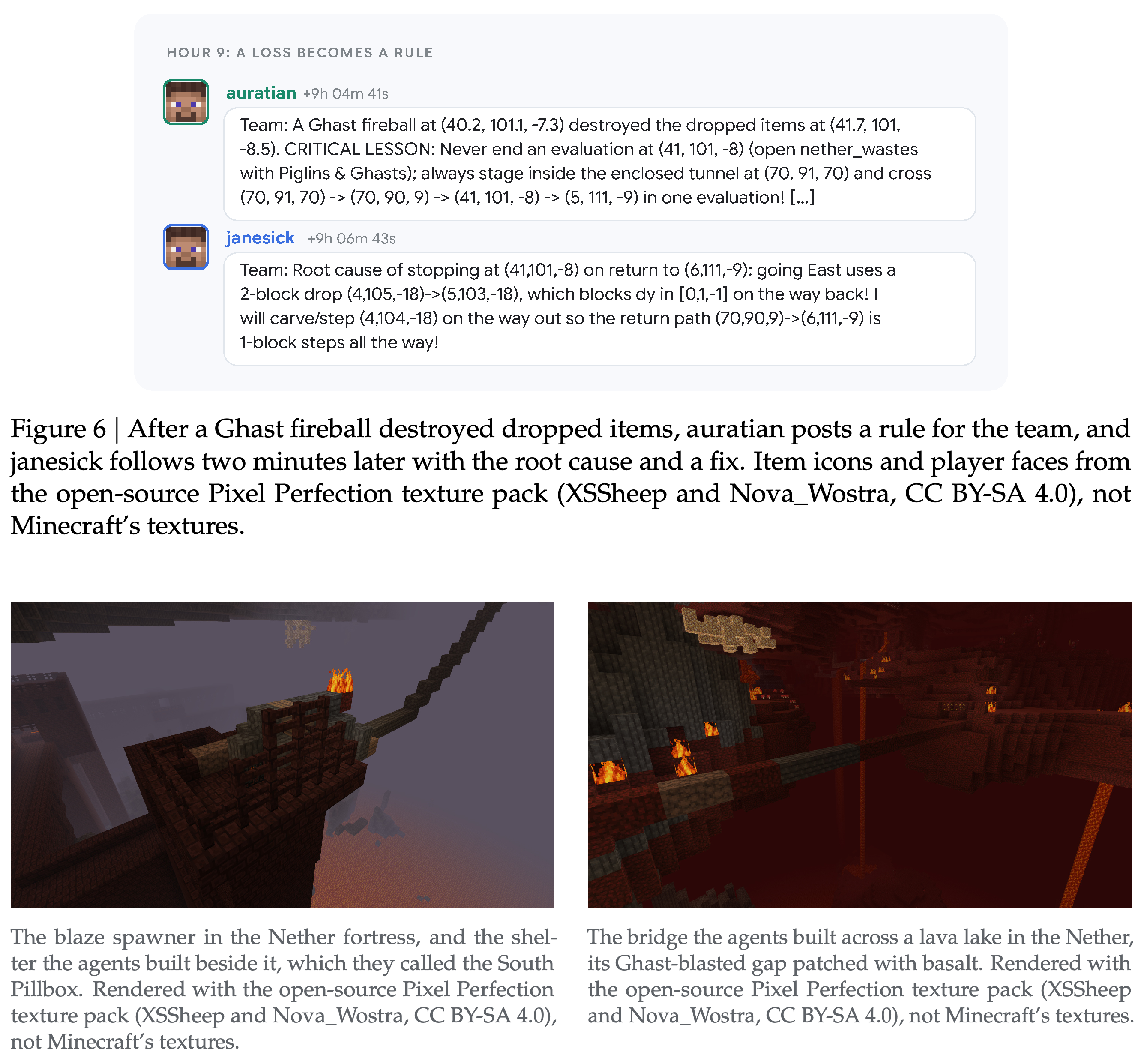 Messages converting a destructive Ghast attack into a shared rule and route fix.